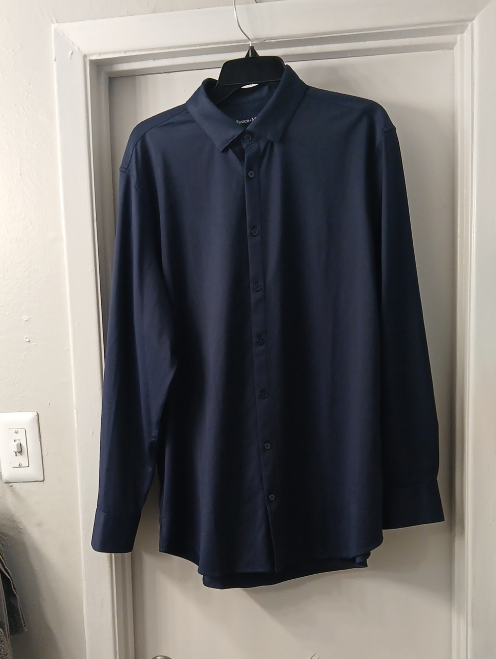 Mizzen+Main Navy Long Sleeve Dress Shirt